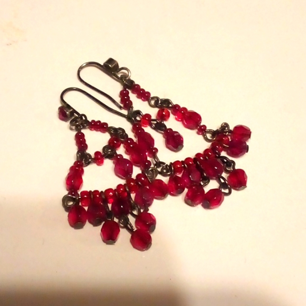 Cute red beaded earrings
